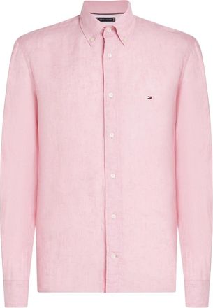 Tommy Hilfiger Pigment Dyed Solid Shirt - Heren - Casual Overhemden - Roze - S - Linnen - Overhemden