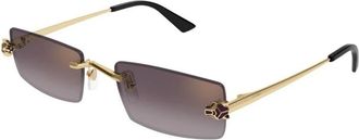 Cartier Sunglasses, unisex, Yellow, 55 MM, Rectangle Sunglasses