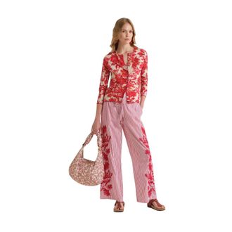 Maliparmi Wide Trousers, female, Red, Size: 2XL Striped Fleur Trousers