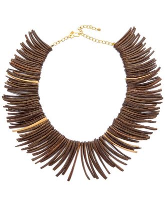 Kenneth Jay Lane Plated Wood Spike Necklace