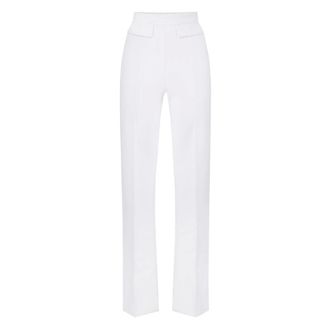 Elisabetta Franchi Wide Trousers, female, White, Size: XL Wide Trousers