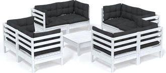 vidaXL Muebles De Jard&iacute;n 9 Pzas Con Cojines Antracita Madera De Pino Vidaxl