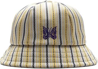 Needles Cappello bucket a righe con ricamo farfalla - Grigio