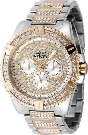 Invicta Celestial 48562 Heren Horloge - Quartz Uurwerk - Roestvrij Staal met gouden Wijzerplaat - 45mm