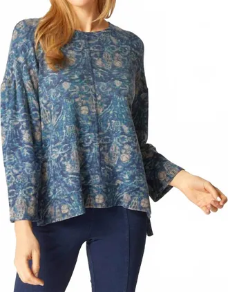 Habitat Soft Fleece Print Boxy Crewneck Top In Ink