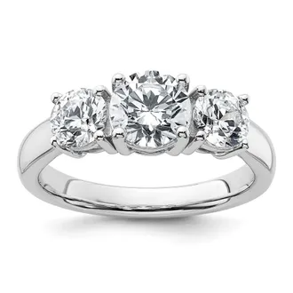 Diamond2Deal 14k White Gold 2 Ct Lab Grown Diamond Three Stone Engagement Ring