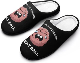 Generic Crying Meatball Slippers Men Winter Warm Cotton Anti-Slip Indoor Slip-Ons House Shoes