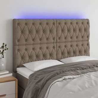 vidaXL Cabecero Con Luces Led Tela Gris Taupe 160x7x118/128 Cm Vidaxl