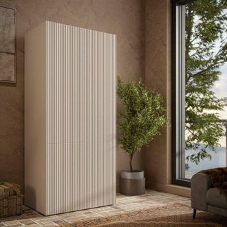 Dmora Armario Caiazzo De 2 Puertas, Mueble De Dormitorio, Vestidor, Perchero, 90x56 H199 Cm, Beige