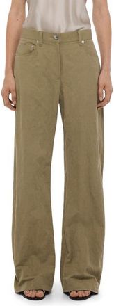Helmut Lang Cotton Blend Bootcut Pants in Warm Sage at Nordstrom, Size 30
