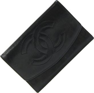 Chanel Black Leather Wallet (Bi-Fold) (Pre-Owned)