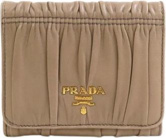 Prada Tweedehands leren portemonnees - Dames - Vintage Accessoires - Beige - ONE Size - Leer - Vintage