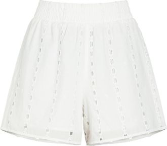 Anine Bing Kam Embroidered Cotton Shorts - White - S (UK8-10 / S)