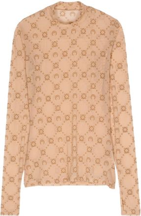 Marine Serre T-shirt - women - Elastane/Recycled Polyamide - M - Brown