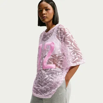 Nike Womens Nike Sportswear Chill Lace Oversized Jersey in Purple | IM8387-583