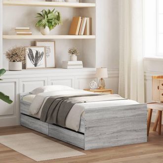 Berkfield Home Bed Frame with Drawers without Mattress Grey Sonoma 90x200 cm