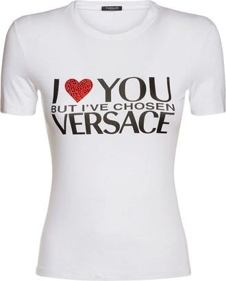 Versace Tops, Dames, Wit, M, Leer, I Love You T-Shirt