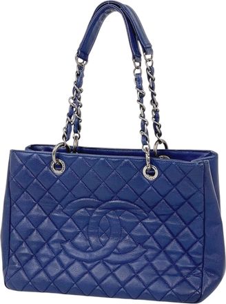 Chanel Blue Grained Calfskin Tote Bag (Pre-Owned)