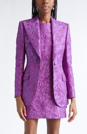 Dolce & Gabbana One-Button Floral Brocade Blazer in F0571 Viola at Nordstrom, Size 4 Us