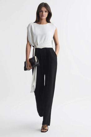 Reiss Alba Wide Leg Jumpsuit In Black