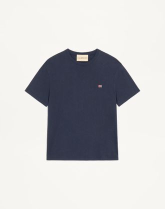 Valentino T-shirt Valentino in jersey di cotone con patch VLogo Signature Uomo NAVY 3XL