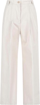 Aspesi Cream Tailored Straight-Leg Cotton Trousers