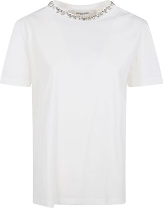 Golden Goose Golden WS Regular T-Shirt Distressed Cotton Jersey Wit