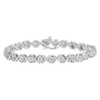 House of Brilliance Silver 1/4 Cttw Miracle Set Diamond X Link Bracelet in White at Nordstrom