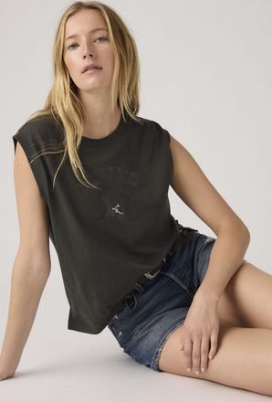 Levi's Graphic Boxy Tank Top - Donna - XS - Nero / Pirate Black