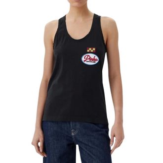 Pinko Pinko - Crewneck Katoenen T-shirt - Dames - Tops - Zwart - Maat: XS Katoen