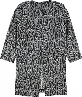 Alfani Womens Printed Jacquard A Line Jacket In Deep Black Edge Animal