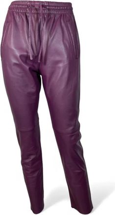 Oakwood Gift Leather Jogpants - Dames - Slim Fit Broeken - Paars - M - Leer - Broeken