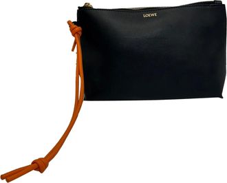 Loewe Pre-owned Womens T-Knot Pouch Bag in Black Leather - One Size