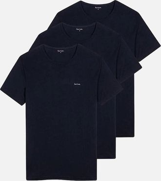 Paul Smith Mens Paul Smith 3-Pack Organic Cotton Logo T-Shirts, Navy - Black - Size: 42
