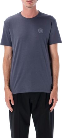 Fendi Mens Slim-fit Blue Cotton T-shirt - Grey - Size X-Large