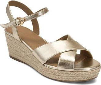 Aerosoles Casarina Platform Wedge Sandal in Soft Gold at Nordstrom, Size 5.5