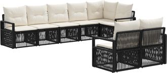 vidaXL Conjunto De Sof&aacute;s De Jard&iacute;n 8 Uds. Negro Rat&aacute;n Sint&eacute;tico Vidaxl