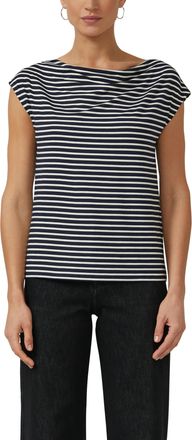 s.Oliver Black Label T-Shirt S.OLIVER BLACK LABEL, Damen, Gr. 34, navy stripe, Jersey, Obermaterial: 95% Baumwolle, 5% Elasthan, gestreift, normal h&uuml;ftbedeckend, Wasserfal