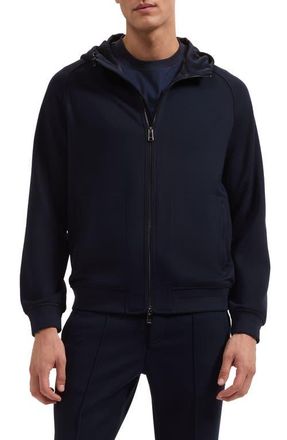 Bugatchi Soft Touch Knit Hoodie in Navy at Nordstrom, Size Xx-Large