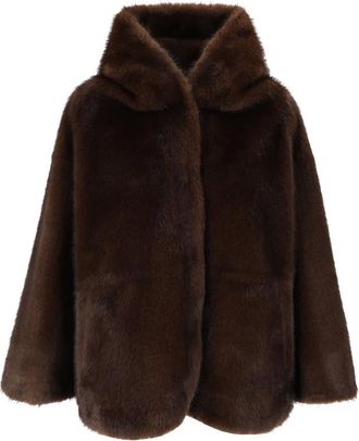 Bully Chaqueta con Capucha de Pelo Sint&eacute;tico - Jackets - Mujer - Marr&oacute;n - XS