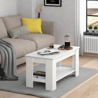 Vicco Mesa De Centro Lorenz, Blanco, 100 X 50 Cm Con Funci&oacute;n Elevadora