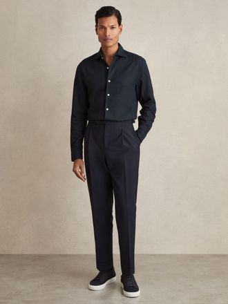 Reiss Navy Cotton-piqu&eacute; Garment-dyed Shirt, M