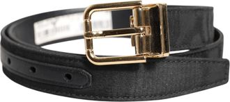 Dolce & Gabbana Black Classic Gold Metal Logo Buckle Mens Belt (Pre-Owned)