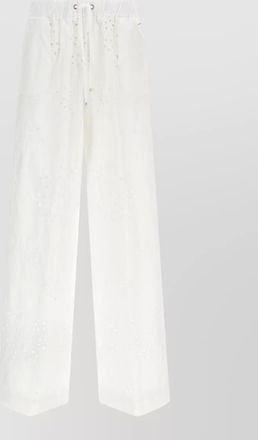 Herno broderie anglaise wide leg trousers waistband