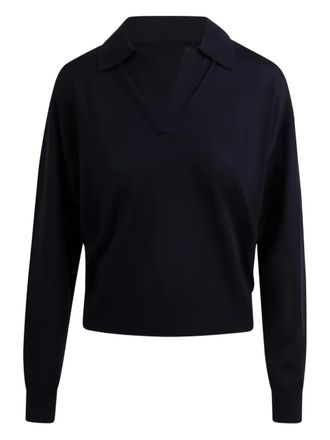 SOEUR Collar long-sleeve top - women - Merino - 40 - Blue