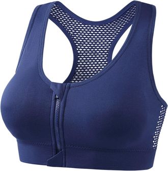 Generic Womens Front Zip Post Surgery Sports Bras with Removable Pads Running Yoga Workout Tank Top Sports Bra Full Coverage Push Up Yoga Gym Crop Top Bralett
