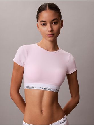 Calvin Klein Womens Icon Cotton Modal Lightly Lined T-Shirt Bralette - Pink - XXS