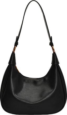 Generic Shoulder Bag for Women Adjustable Strap Crescent Bag PU Leather with Zipper Hobo Bag Solid Handbag Work Travel Bag (Black)