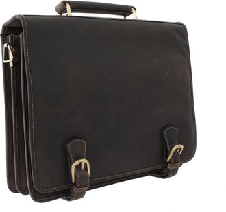 Visconti HULK Oiled Leather Briefcase With Carry Handle And Detachable Shoulder Strap 16134 Oil Brown