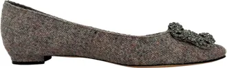 Manolo Blahnik Hangisi Tweed Ballet Flats in Multicolor Wool